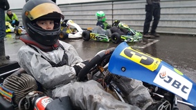Sam Stoner Racing | Wombwell Karting Circuit | December 2020 Race Day | Sam sat in his kart on the starting grid.