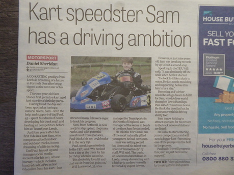 Sam Stoner Racing | Yorkshire Evening Post | Article | 2021 February News Paper Print Bot Half